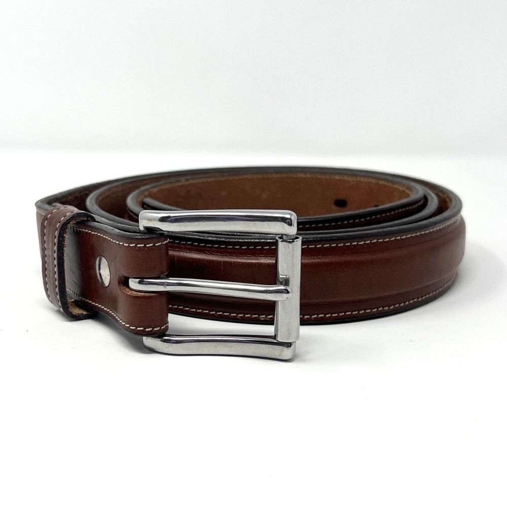 Hanks Belts The Esquire 100 Year Brown Leather Made in USA Sz 50 Belt Stitched